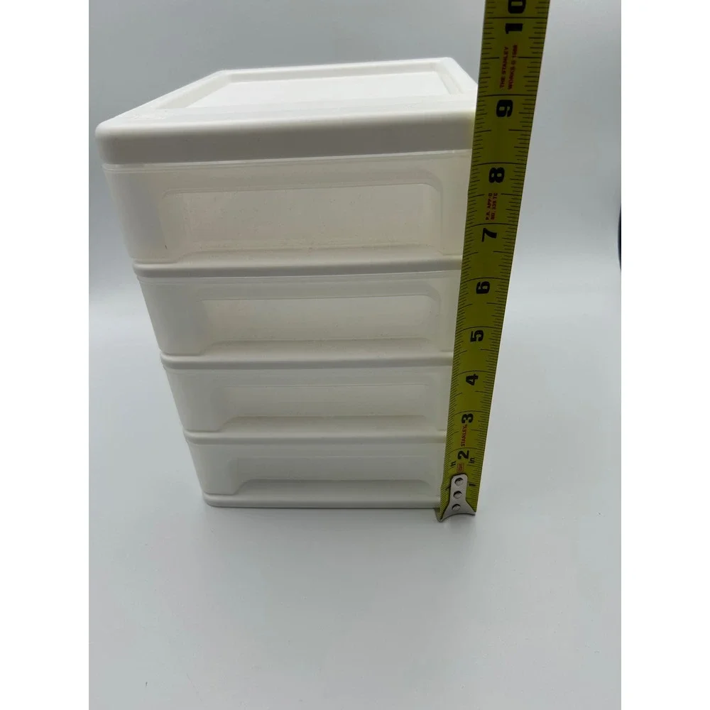 IRIS 4 Drawer Desktop Storage Organizer White Clear Plastic CDD-XS4